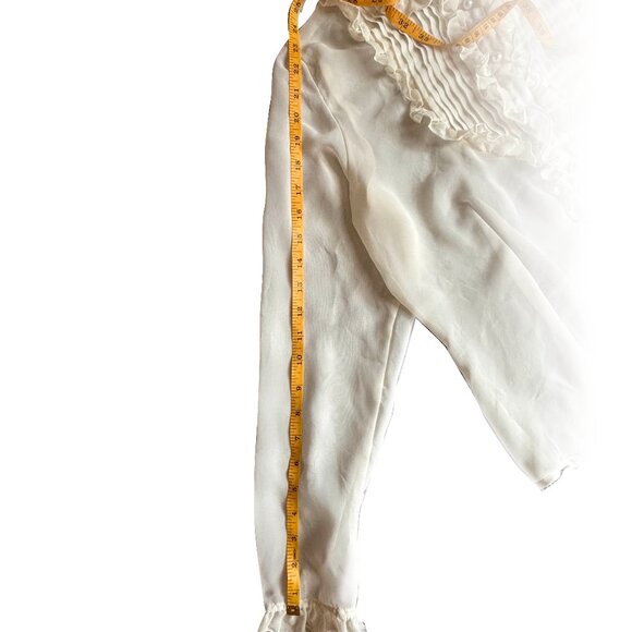 White Stag - Off White Ruffle Collar Button Down - S - Chiffon / Sheer - Picture 4 of 12